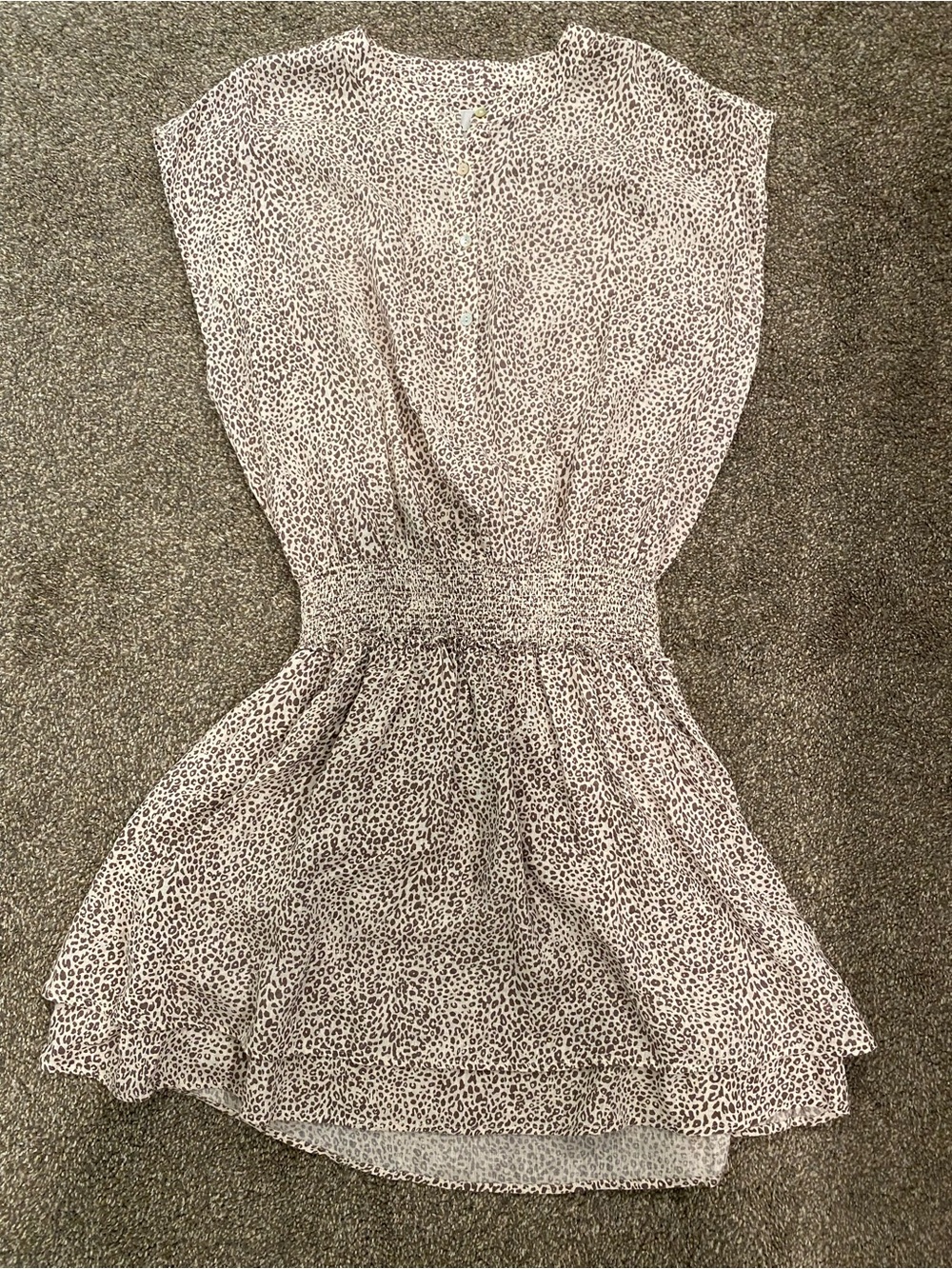Rails Womens Angelina Mini Dress in Sand Cheetah Large Linen Rayon Blend